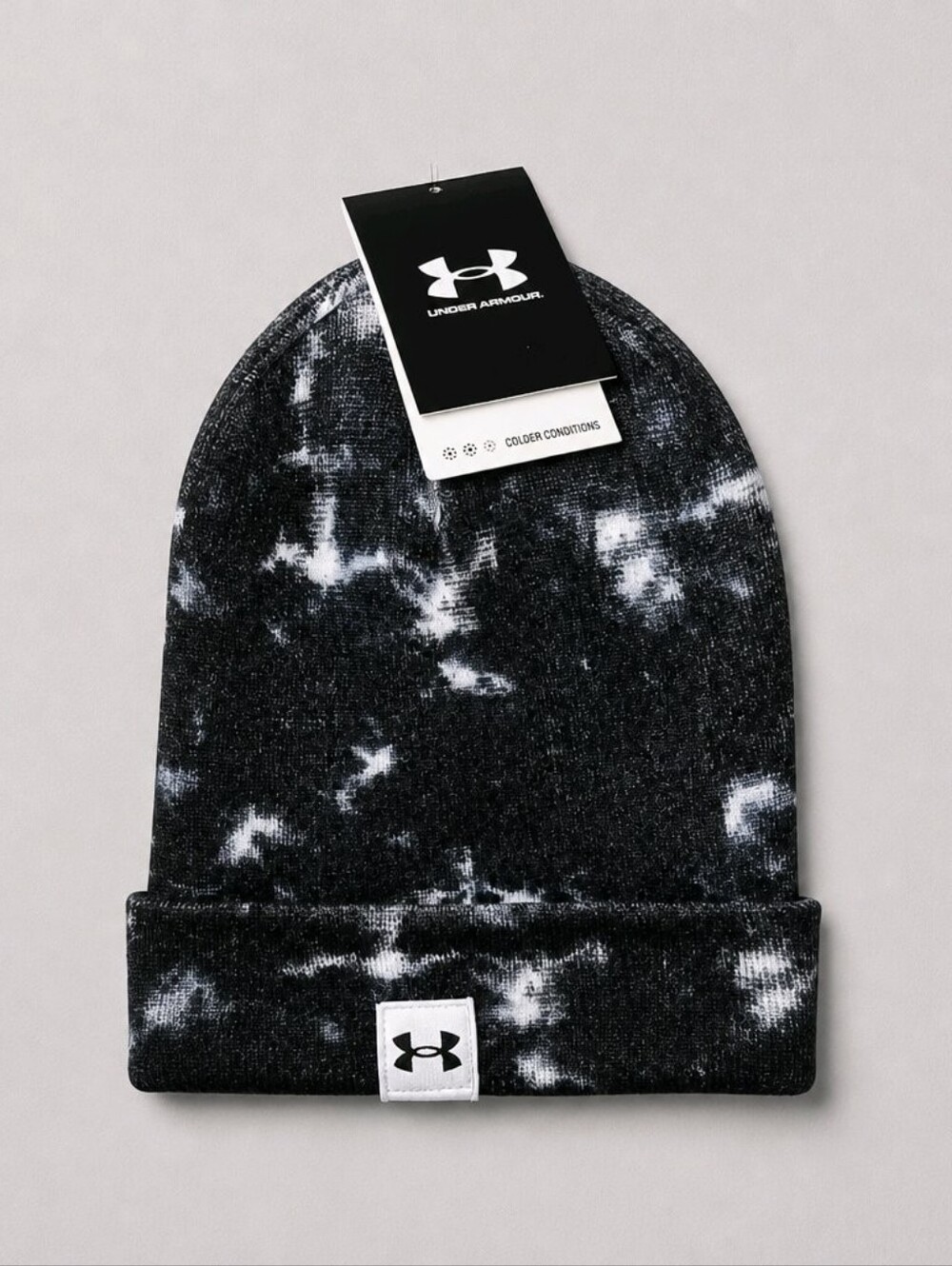 Under Armour Black & White Tie-Dye Cuffed Beanie